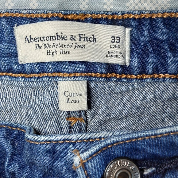 Abercrombie & Fitch Womens The 90s Relaxed Jean High Rise Curve Love Sz 33 Long - Picture 1 of 5